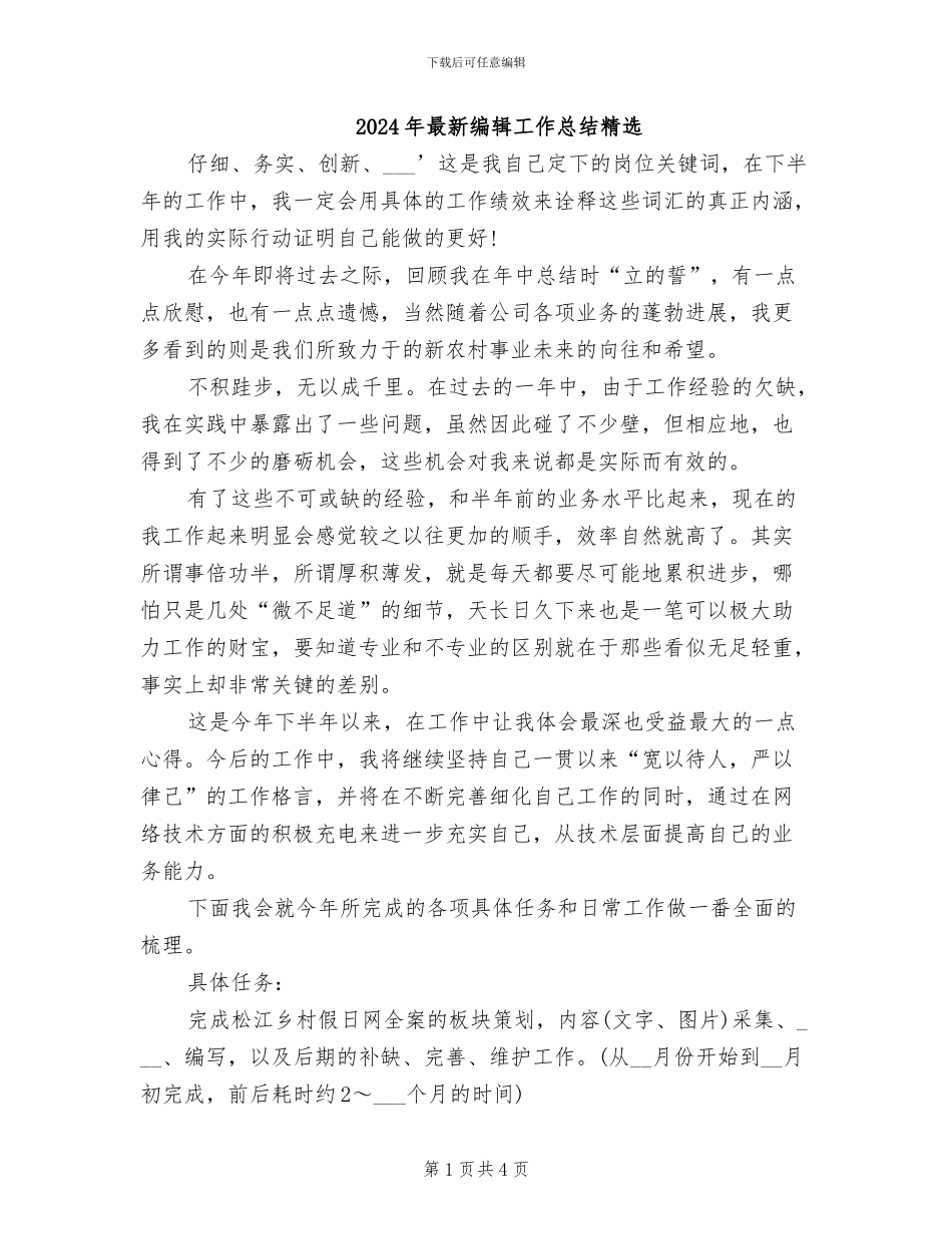 2024年最新编辑工作总结精选_第1页