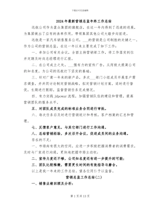 2024年最新营销总监年终工作总结