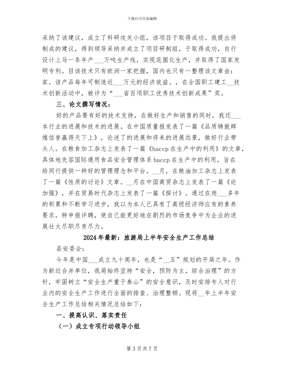 2024年最新高级经济师年度工作总结报告精选_第3页