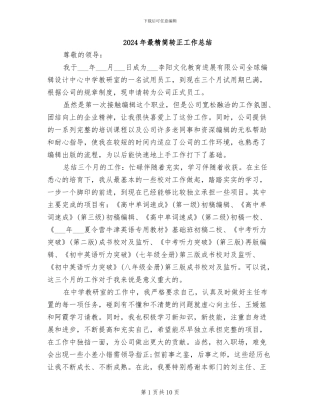 2024年最精简转正工作总结