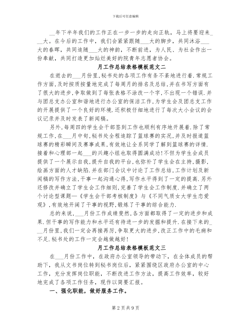 2024年月工作总结表格_第2页
