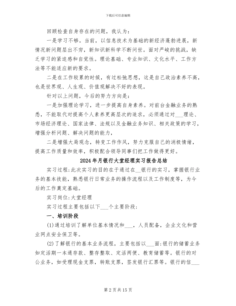 2024年月银行个人工作总结_第2页