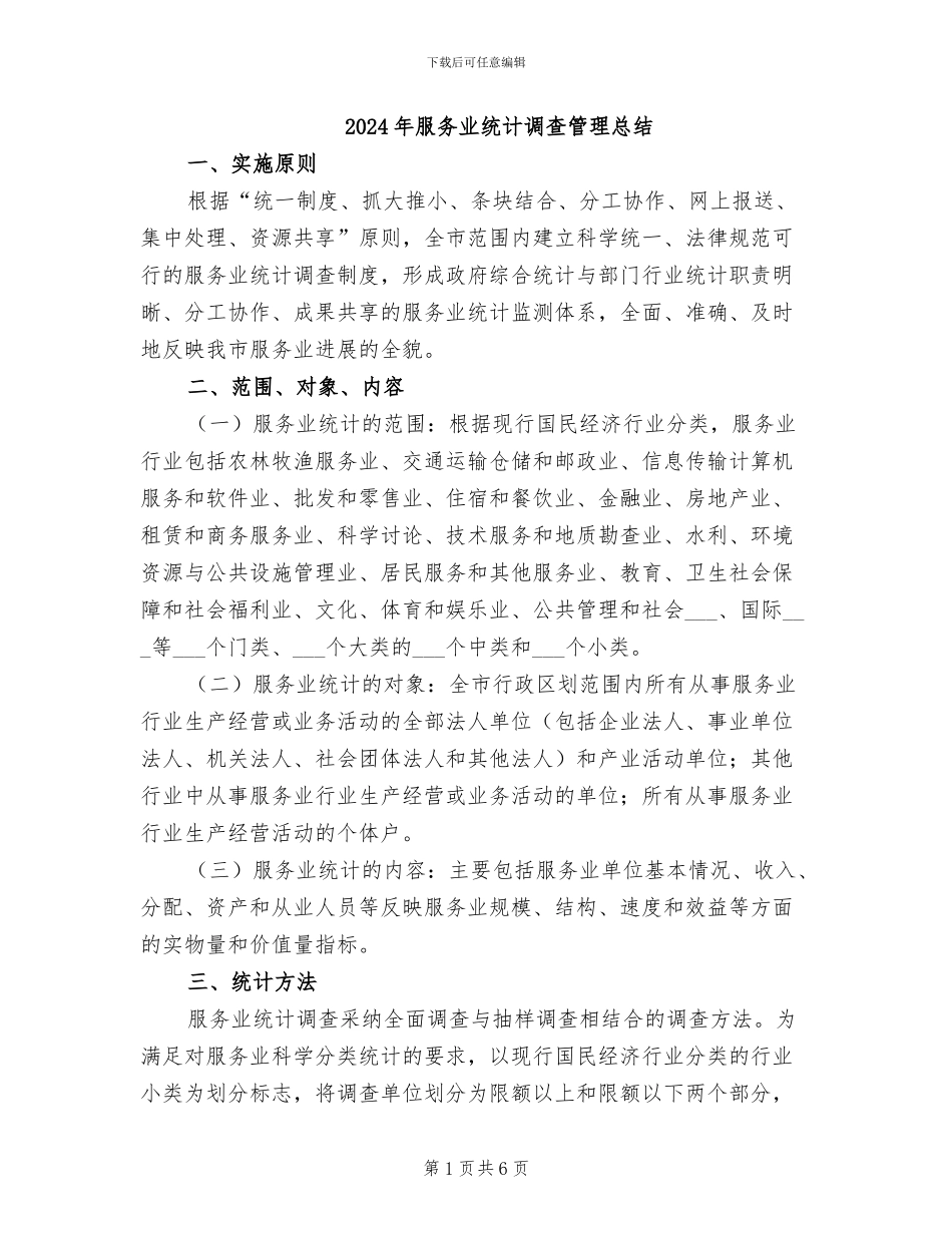 2024年服务业统计调查管理总结_第1页