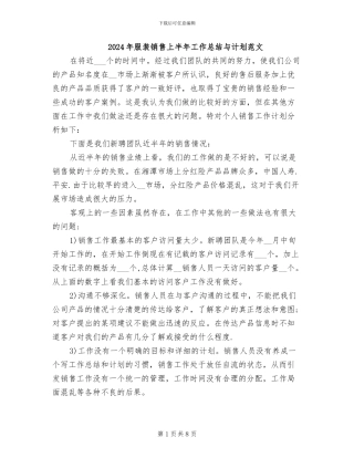 2024年服装销售上半年工作总结与计划范文