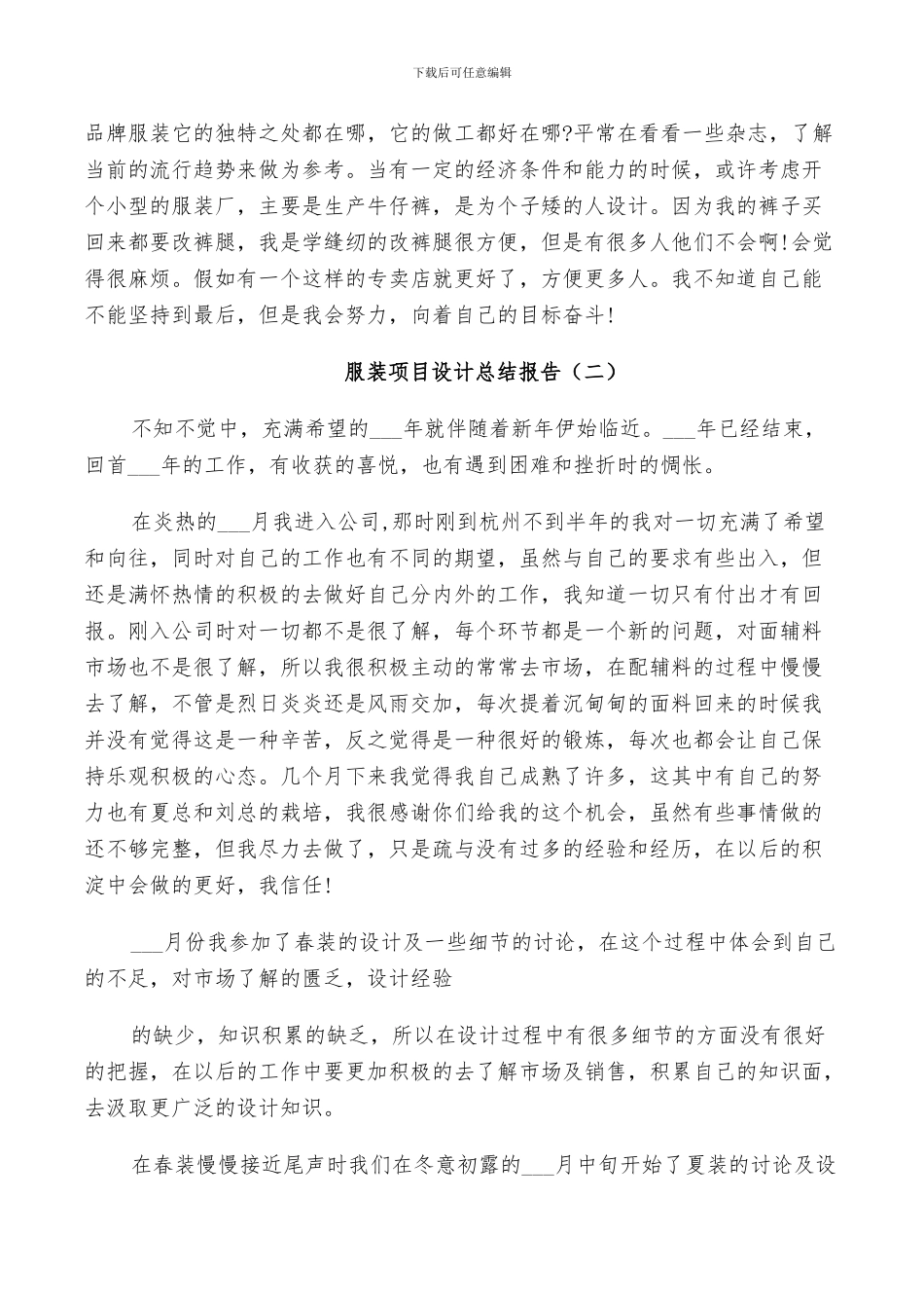 2024年服装项目设计工作总结_第2页
