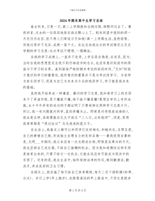 2024年期末高中生学习总结