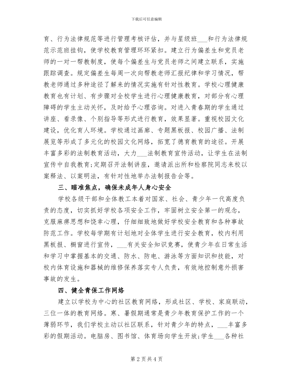2024年未成年人保护法教育工作总结_第2页