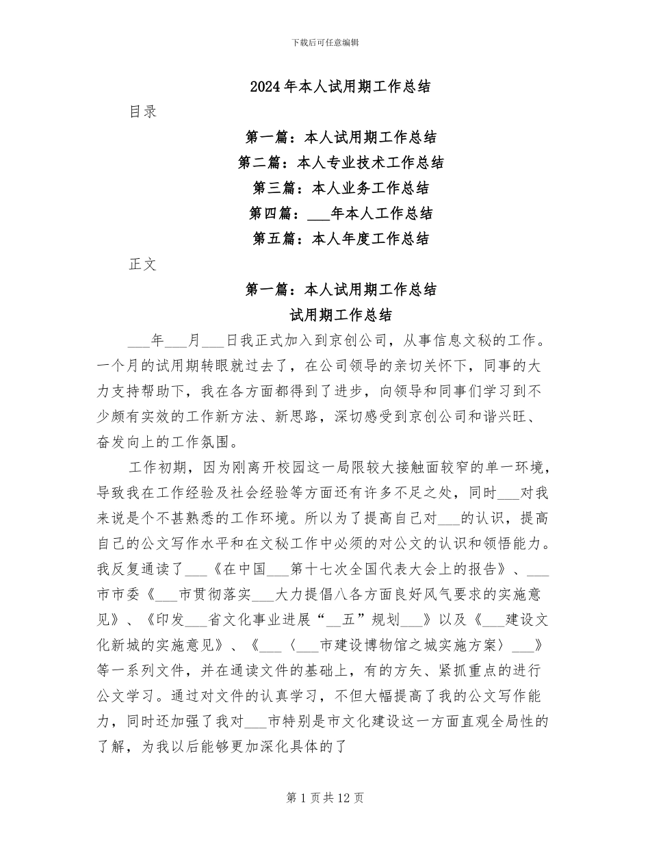 2024年本人试用期工作总结_第1页