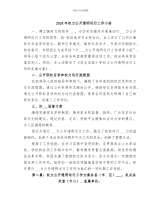 2024年权力公开透明运行工作小结