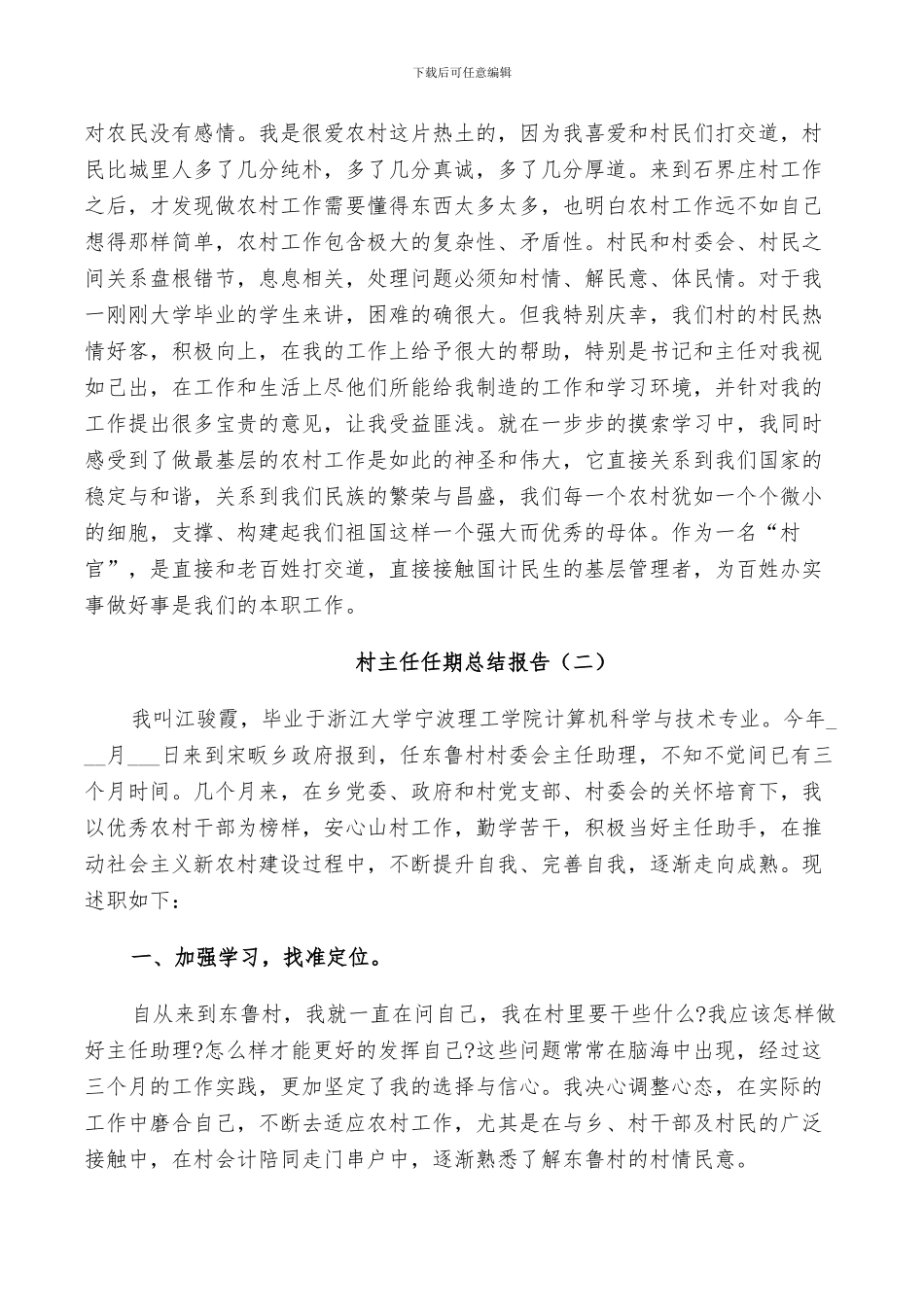 2024年村主任任期个人总结_第2页