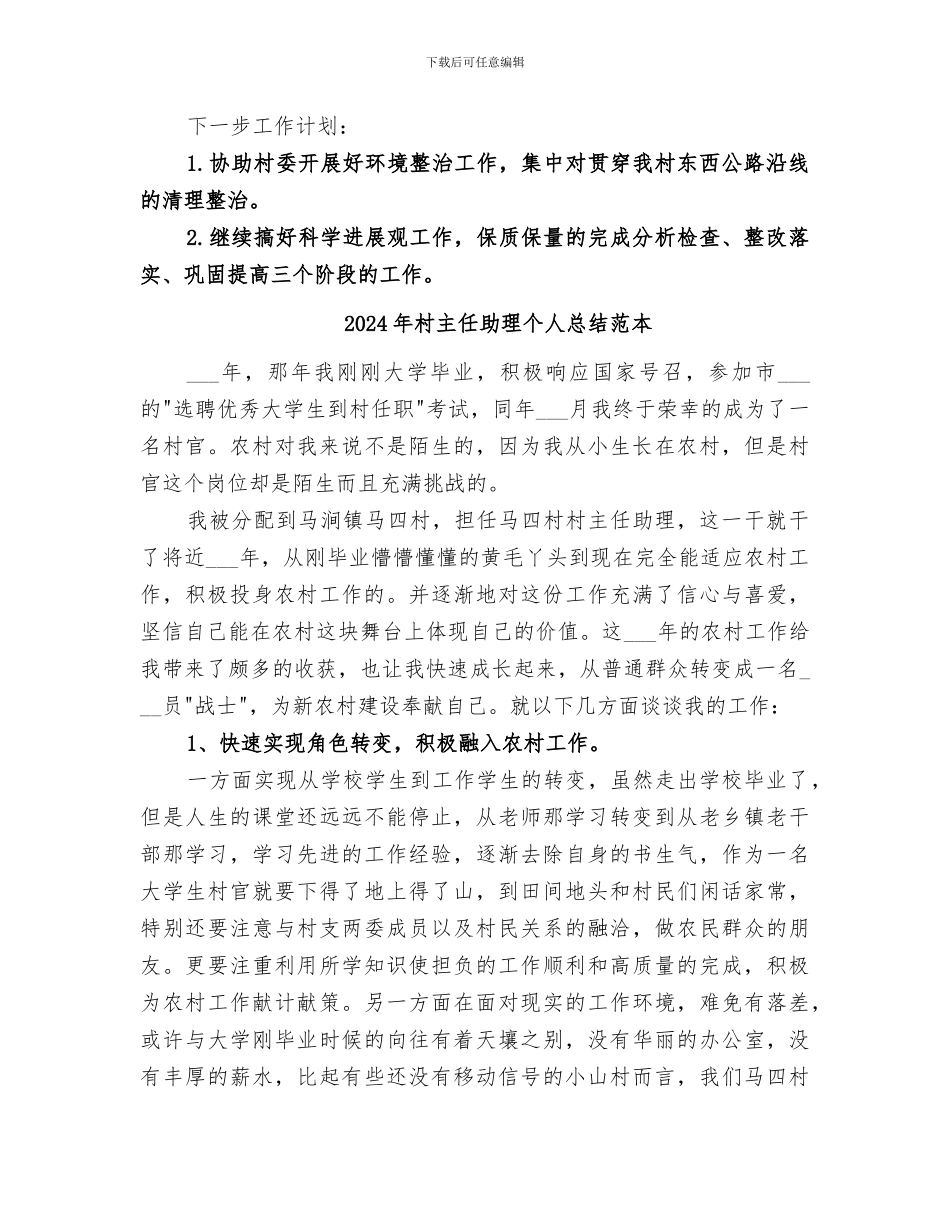 2024年村主任助理个人总结范文_第3页