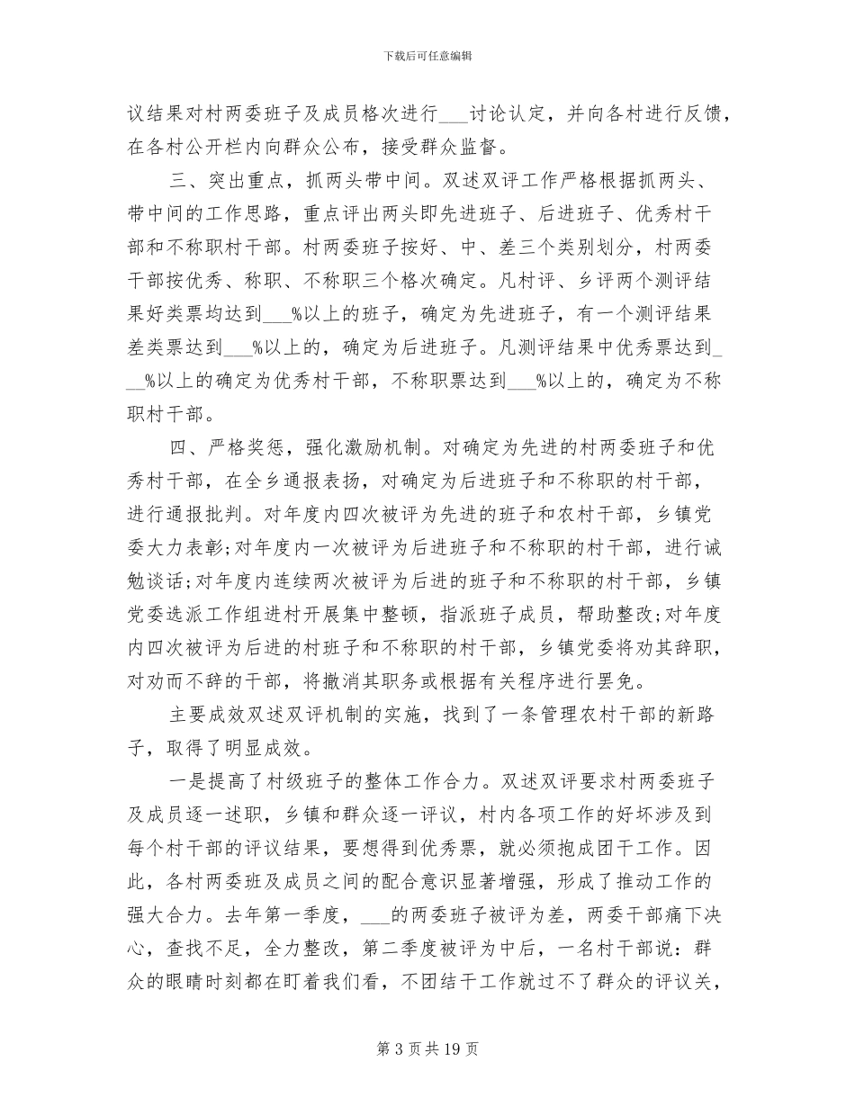 2024年村主任双述双评工作总结范文_第3页