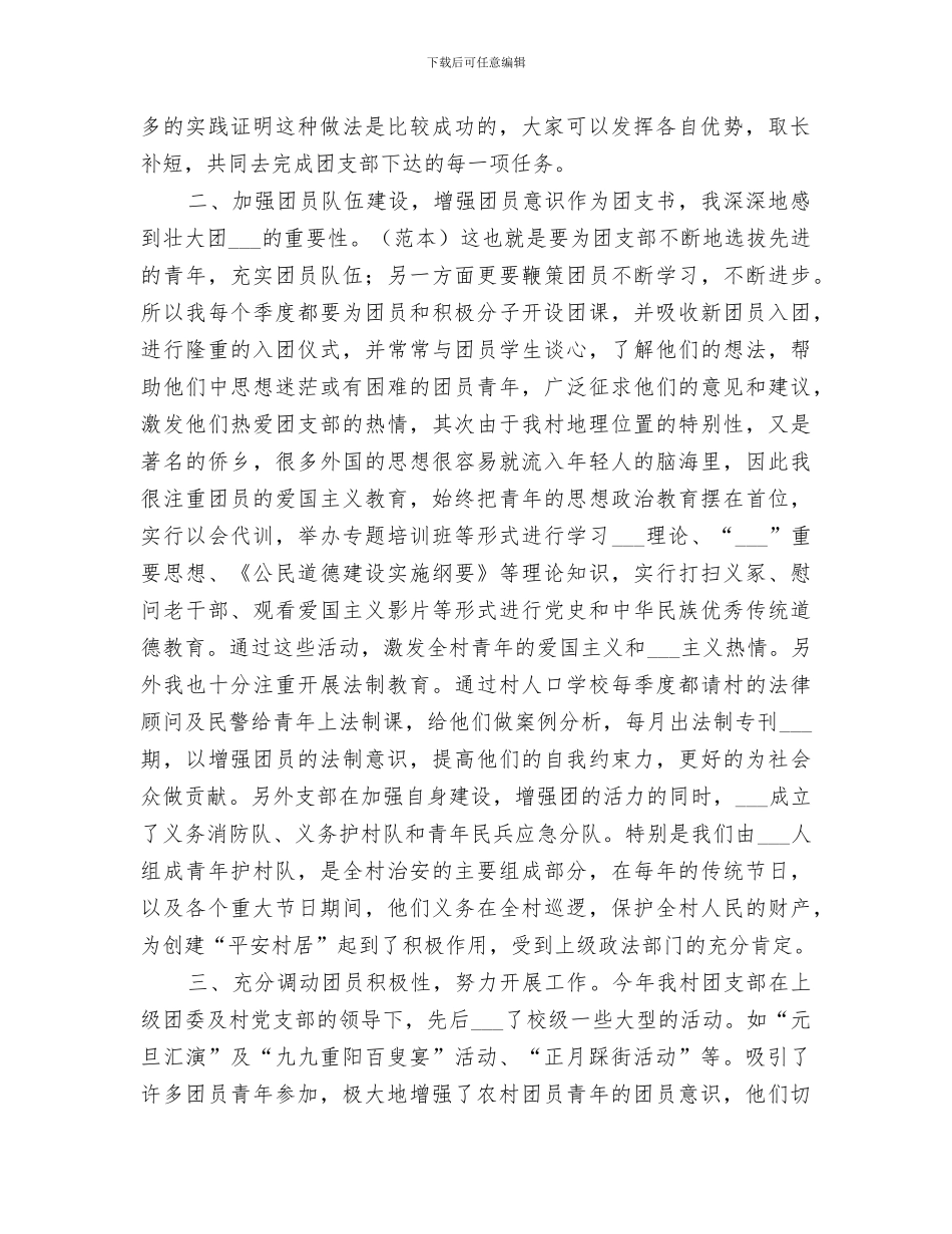 2024年村书记团支部工作总结_第3页