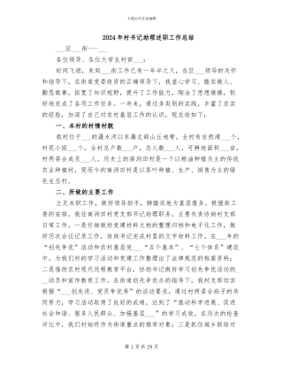 2024年村书记助理述职工作总结