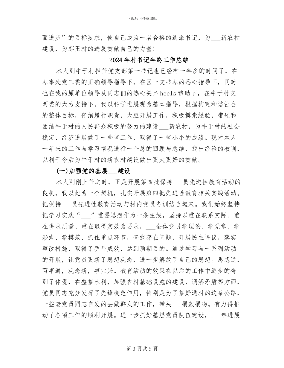 2024年村书记年终工作小结_第3页