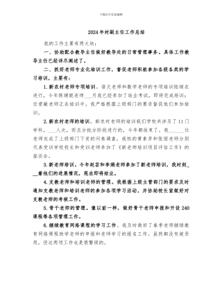2024年村副主任工作总结