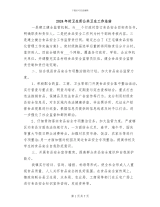 2024年村卫生所公共卫生工作总结