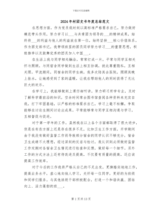 2024年村团支书年度总结范文