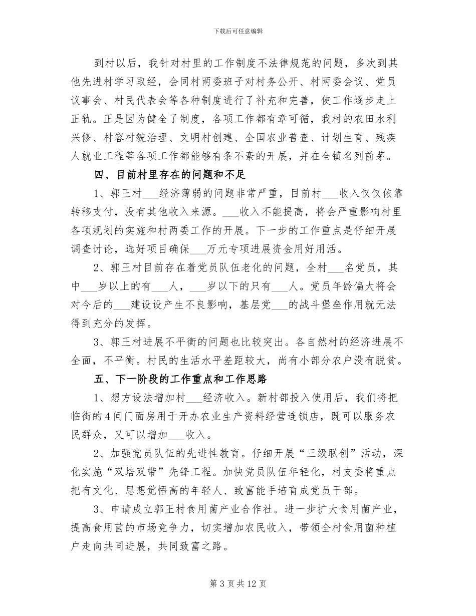 2024年村委会书记个人工作总结_第3页