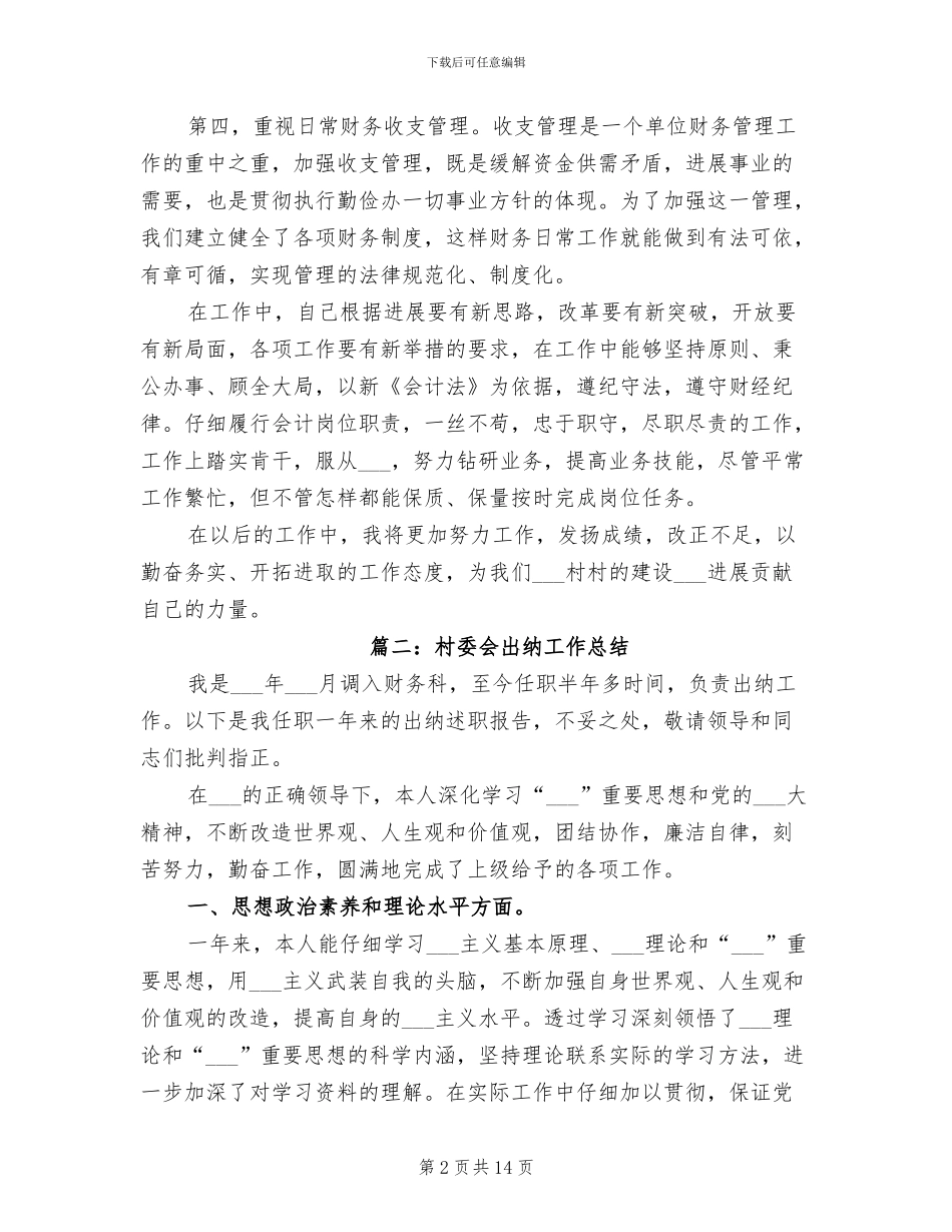 2024年村委会出纳工作总结_第2页