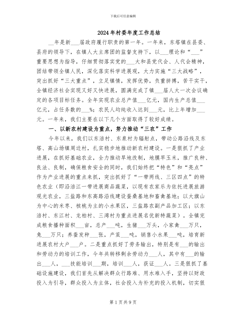 2024年村委年度工作总结_第1页