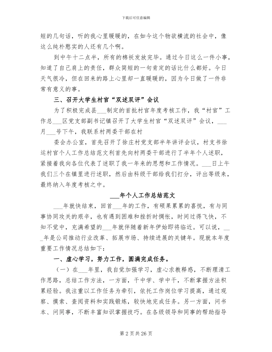 2024年村官个人工作总结模板_第2页