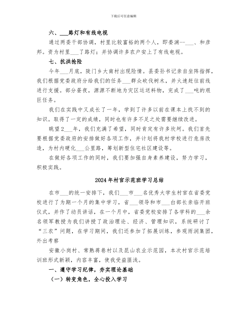 2024年村官的工作总结_第2页