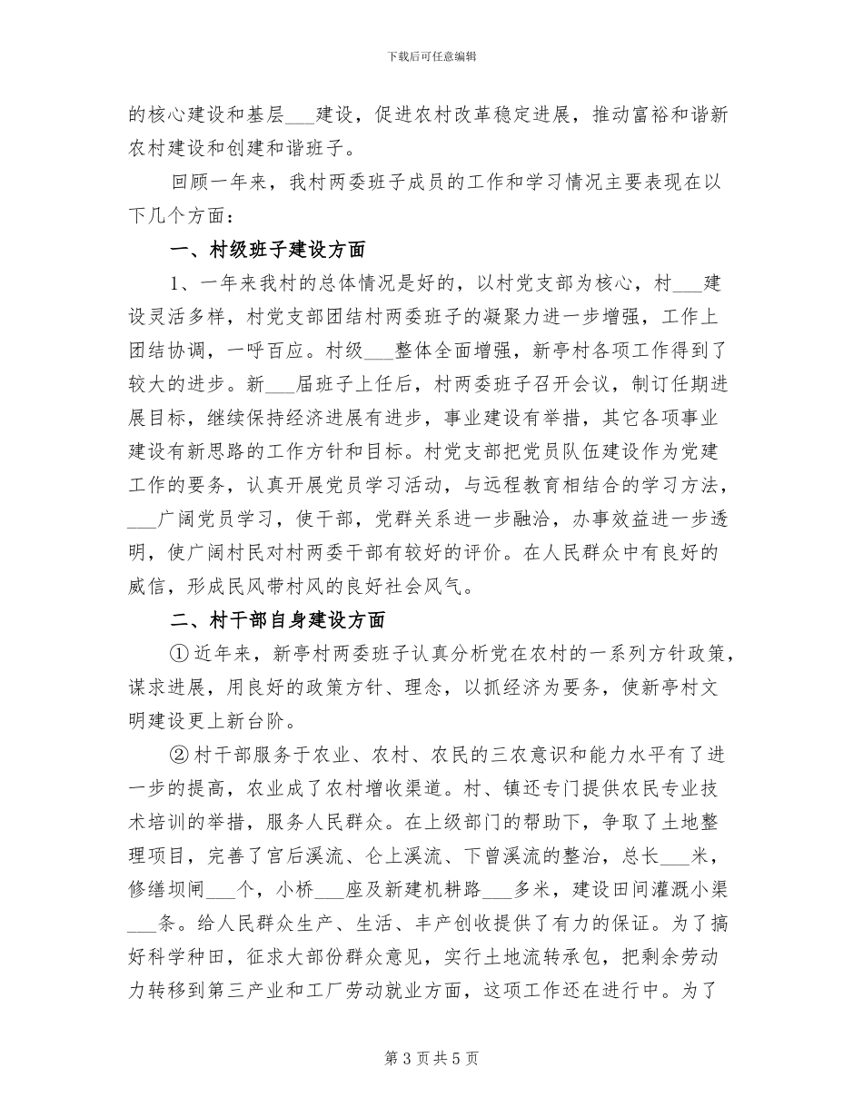 2024年村干部年度总结报告_第3页