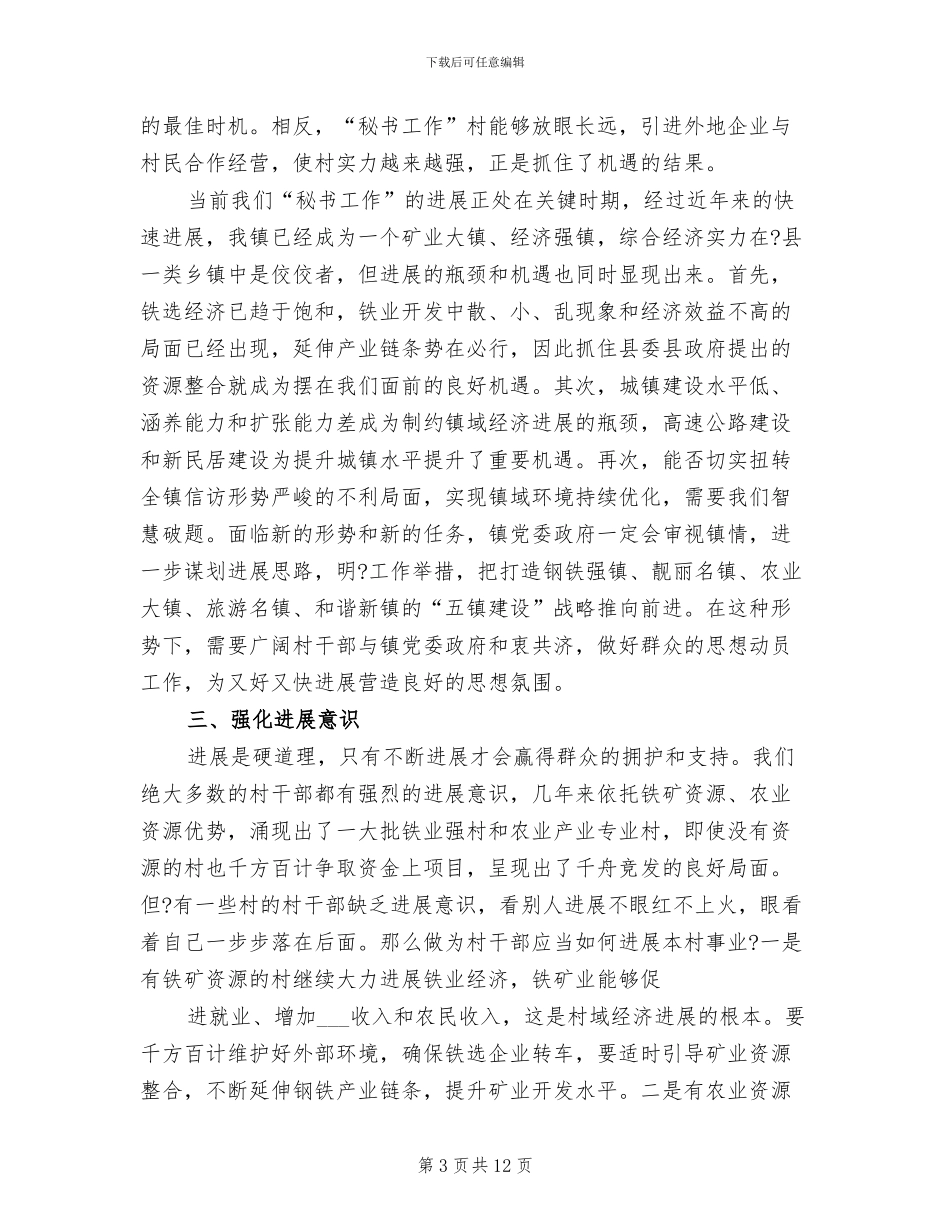 2024年村干部年终总结大会发言稿_第3页