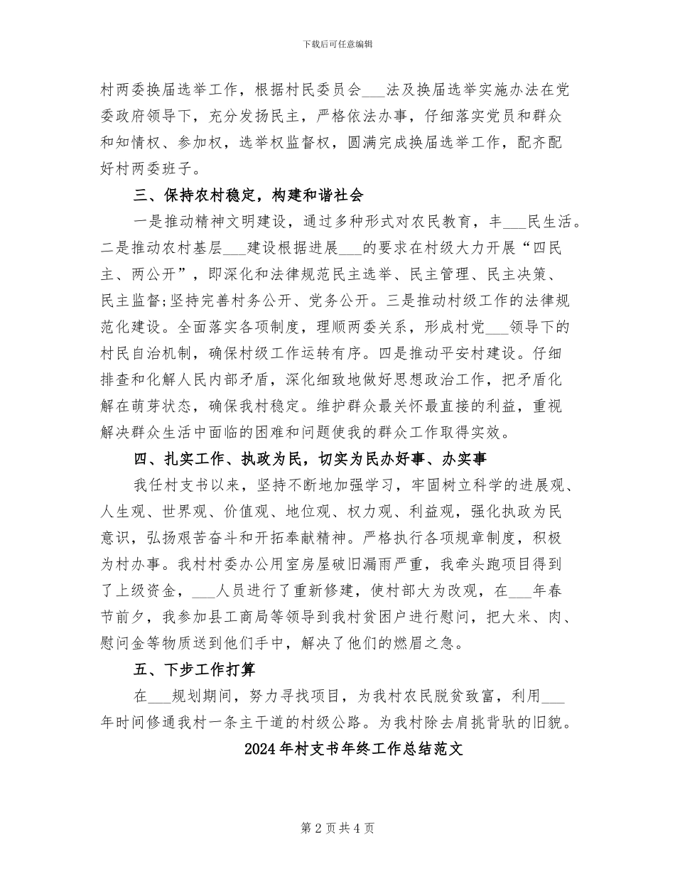 2024年村支书年终工作总结_第2页