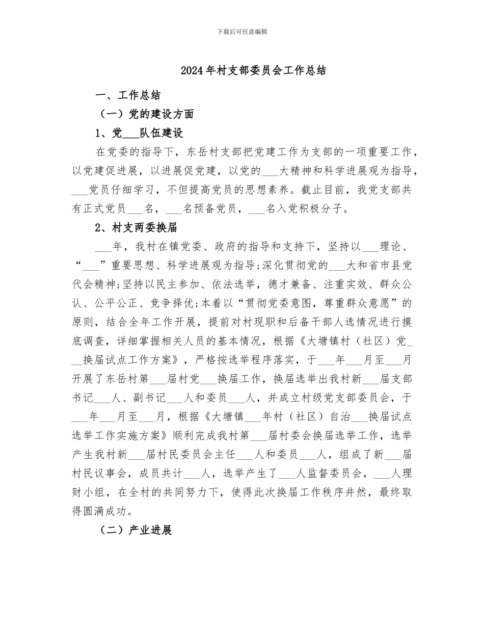 2024年村支部委员会工作总结_第1页