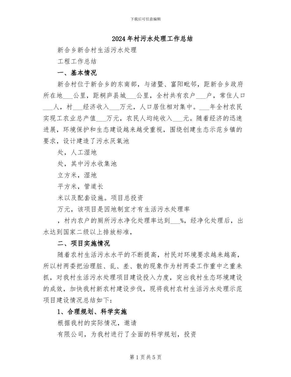 2024年村污水处理工作总结_第1页