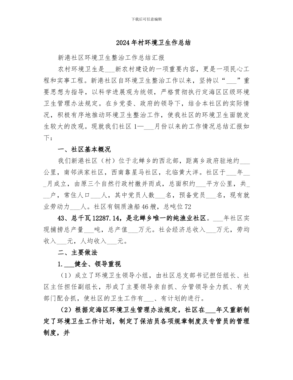2024年村环境卫生作总结_第1页