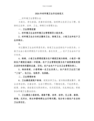 2024年村环境卫生作总结范文