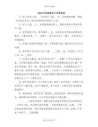 2024年村级宣传工作周总结