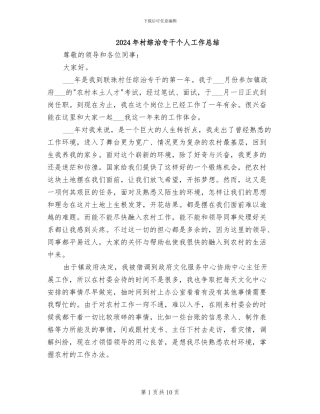 2024年村综治专干个人工作总结