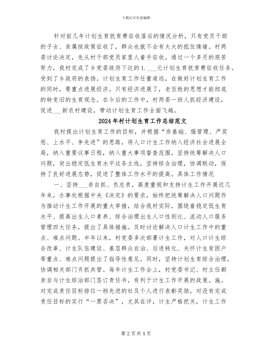2024年村计划生育工作总结_第2页