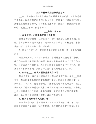 2024年村镇农业经管效益总结