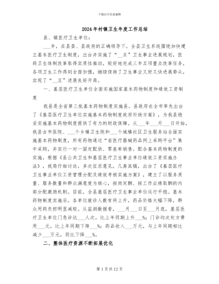 2024年村镇卫生年度工作总结