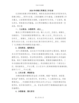 2024年村镇文明建设工作总结