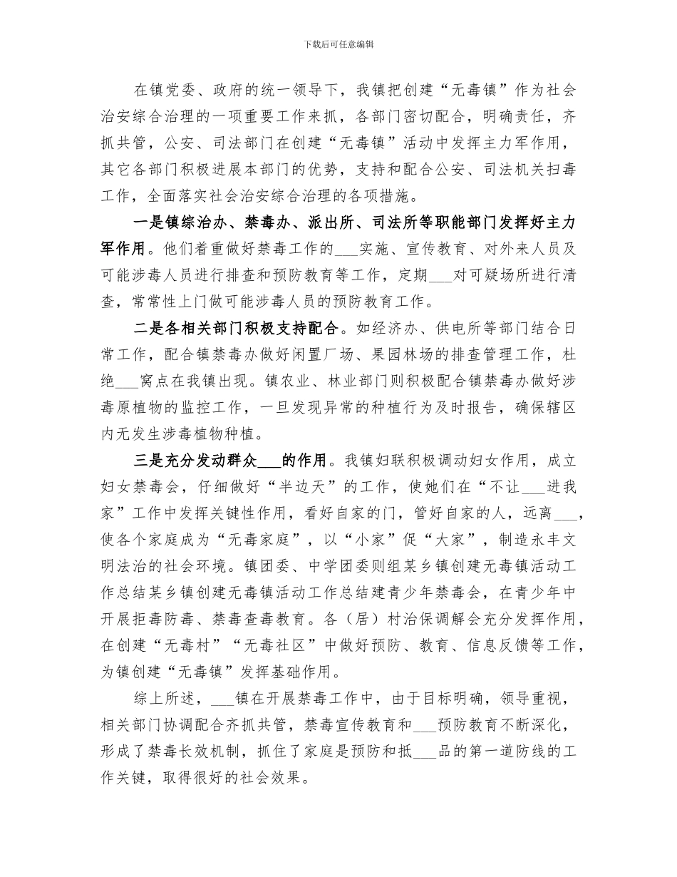 2024年某乡镇创建无毒镇活动工作总结范本_第3页