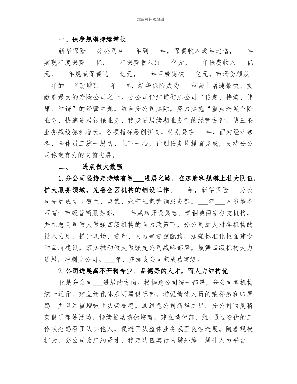 2024年某保险公司省分公司年终总结_第2页