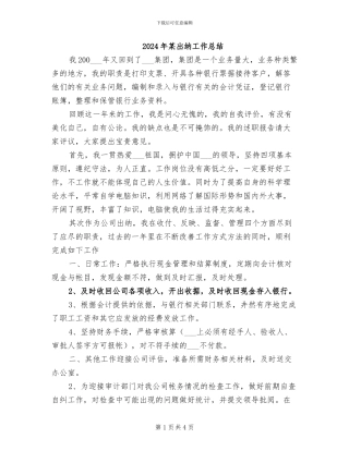 2024年某出纳工作总结