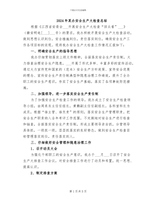 2024年某办安全生产大检查总结