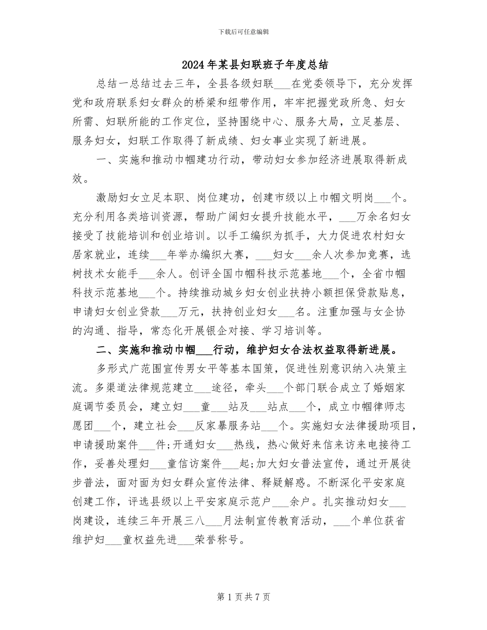 2024年某县妇联班子年度总结_第1页