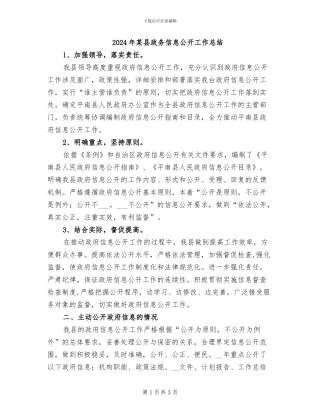 2024年某县政务信息公开工作总结
