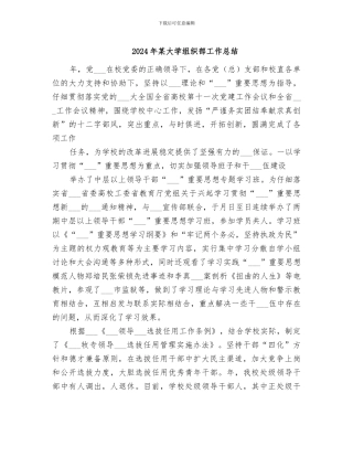 2024年某大学组织部工作总结