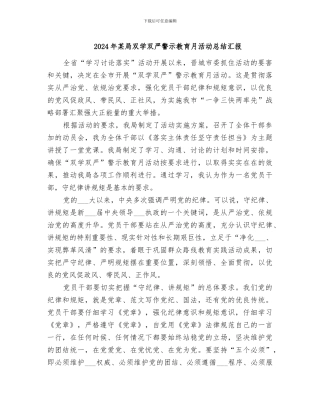 2024年某局双学双严警示教育月活动总结汇报