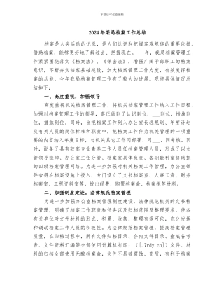 2024年某局档案工作总结