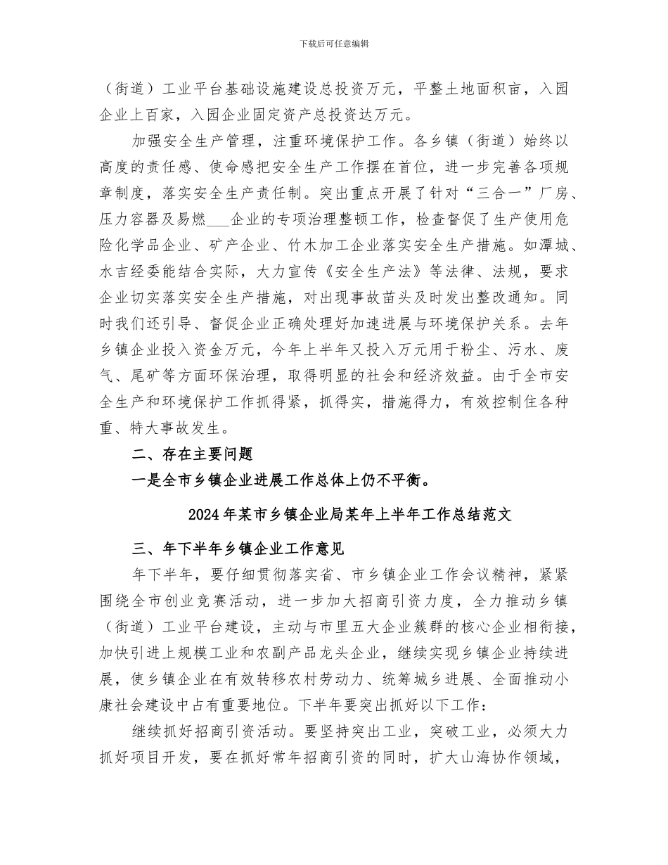 2024年某市乡镇企业局某年上半年工作总结_第3页